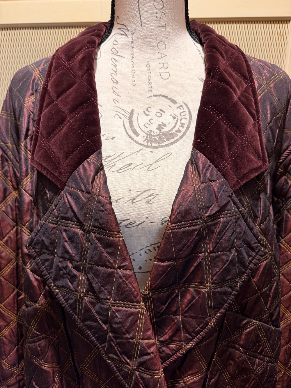VTG Escada Quilted Silk Wool Velvet Trim Bomber Jacket - Picture 2 of 4